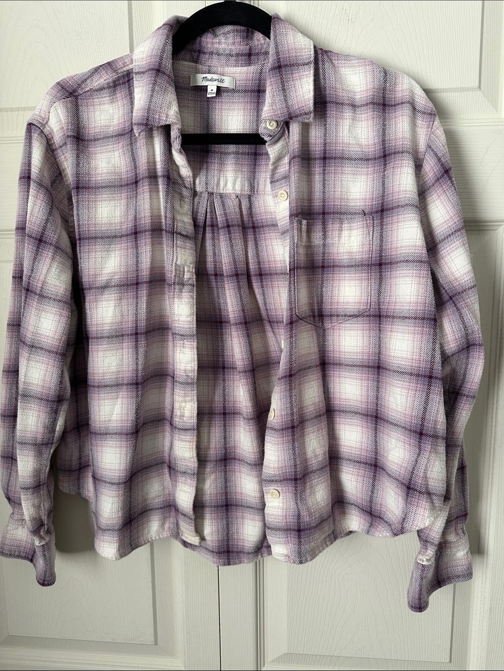 Madewell Purple and White Plaid Shirt